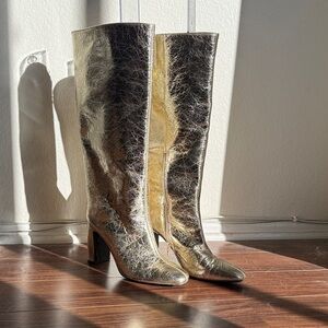 a new day Diva Stovepipe Metallic Gold Heeled Boots